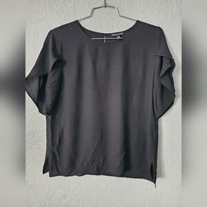 Eileen Fisher Silk Zip Up Top Women’s Size Small Short Sleeve